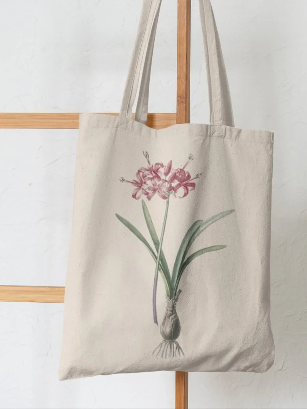 Madonna Lily Vintage Floral Print Graphic Canvas Tote Bag